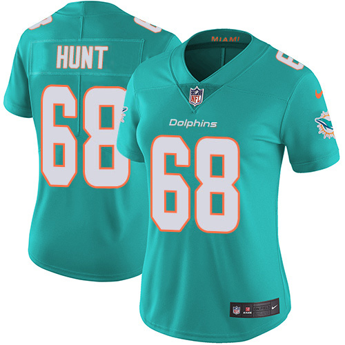 Nike Miami Dolphins #68 Robert Hunt Aqua Green Team Color Women Stitched NFL Vapor Untouchable Limited Jersey